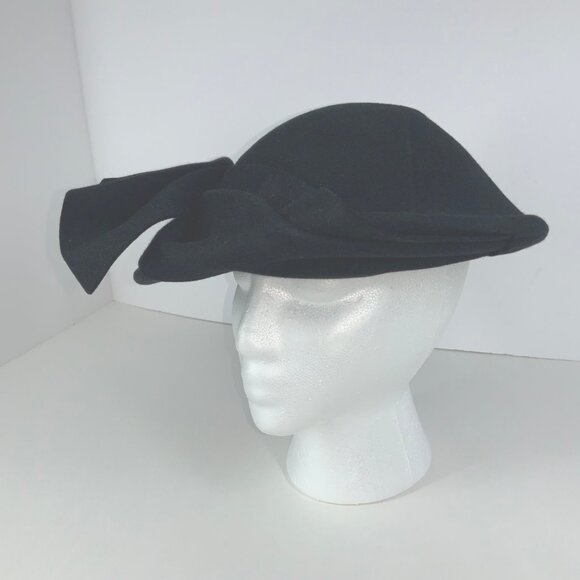 Vintage 40s G Howard Hodge Black Felt Hat w/ Oversized Bow – Classic Dress Style main image 14